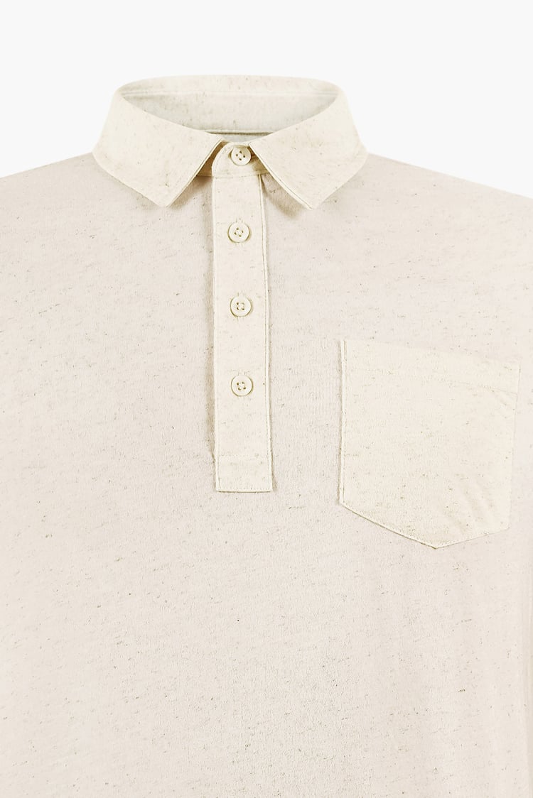 Linen Blended Solid Short Sleeve Polo Shirt's