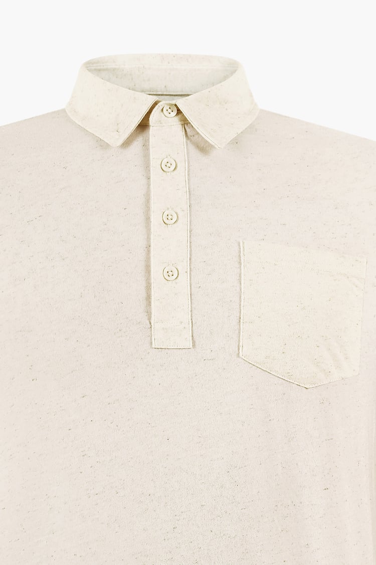 Linen Blended Solid Short Sleeve Polo Shirt's