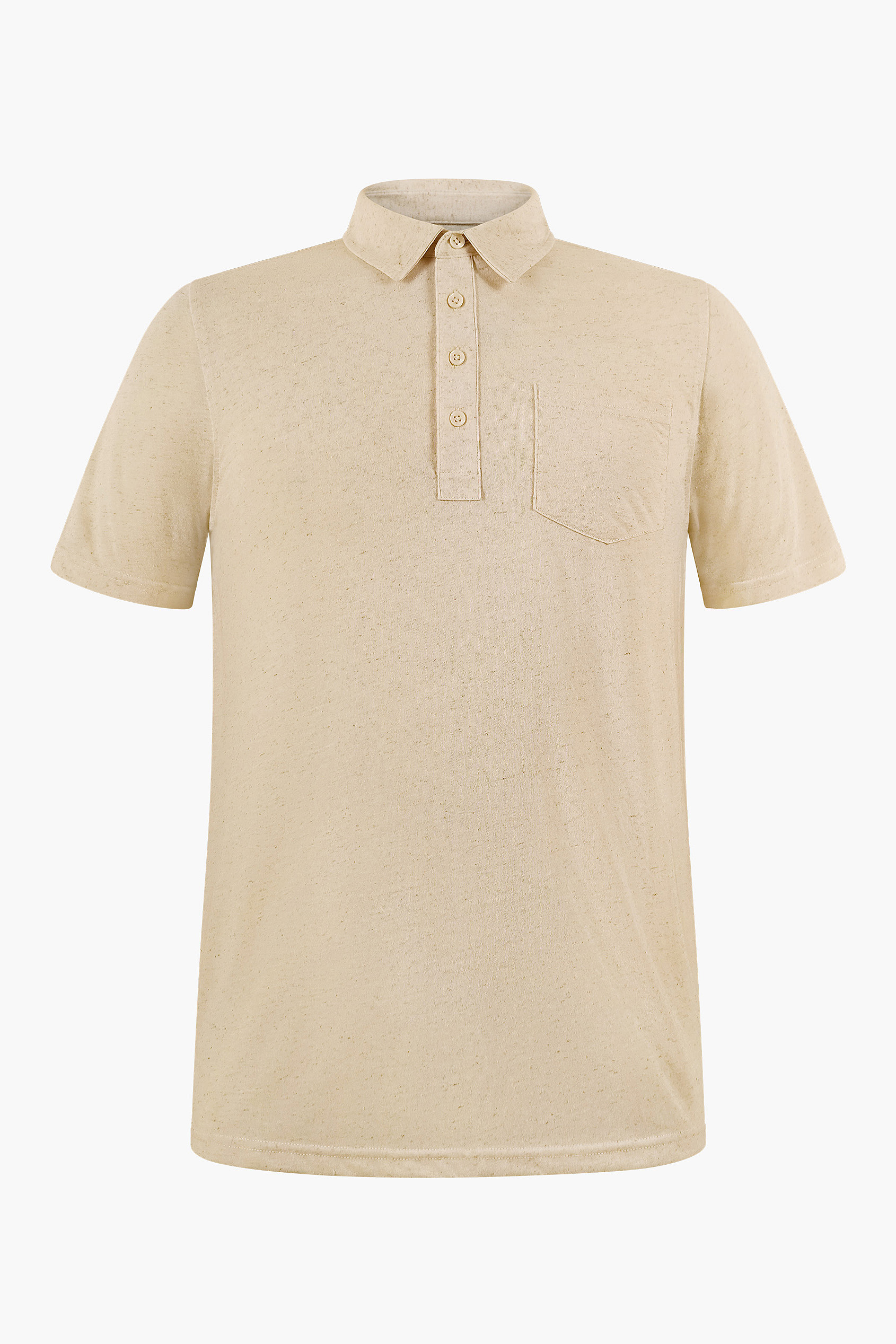 Linen Blended Solid Short Sleeve Polo Shirt's