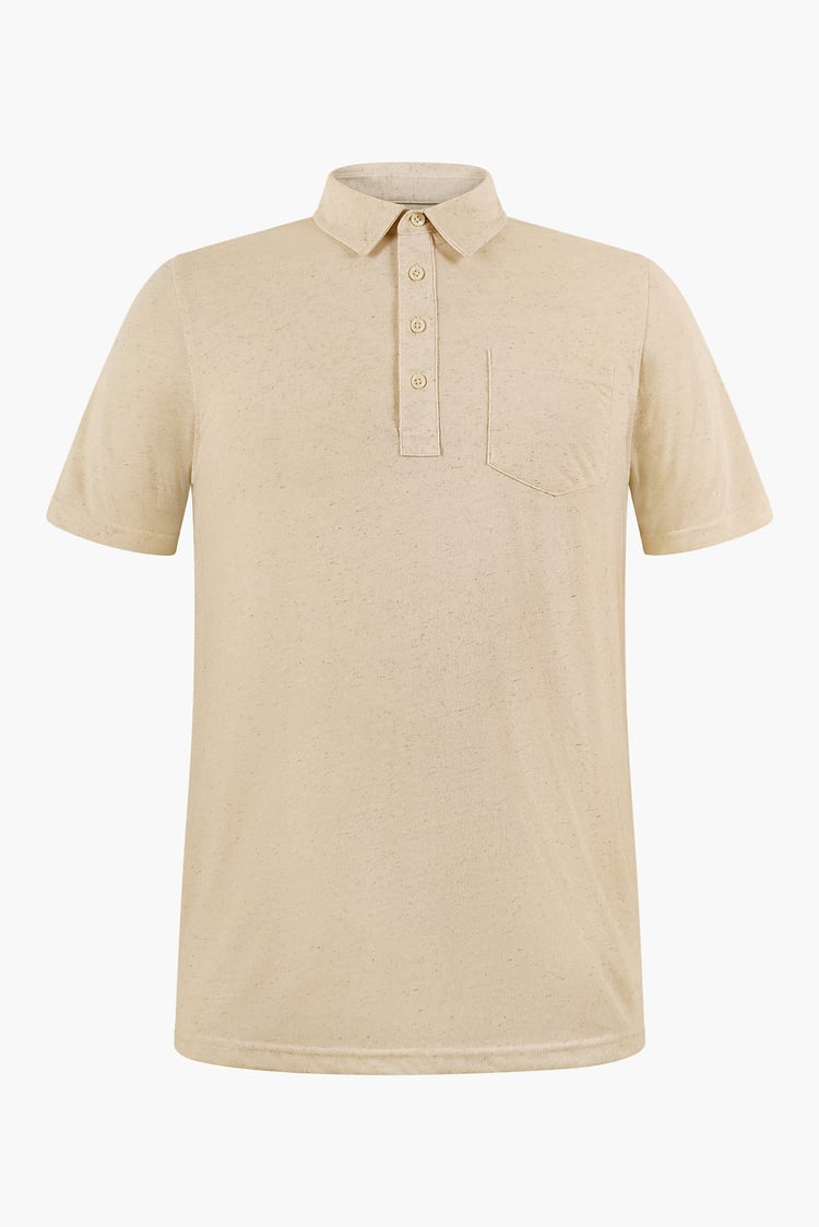 Linen Blended Solid Short Sleeve Polo Shirt's
