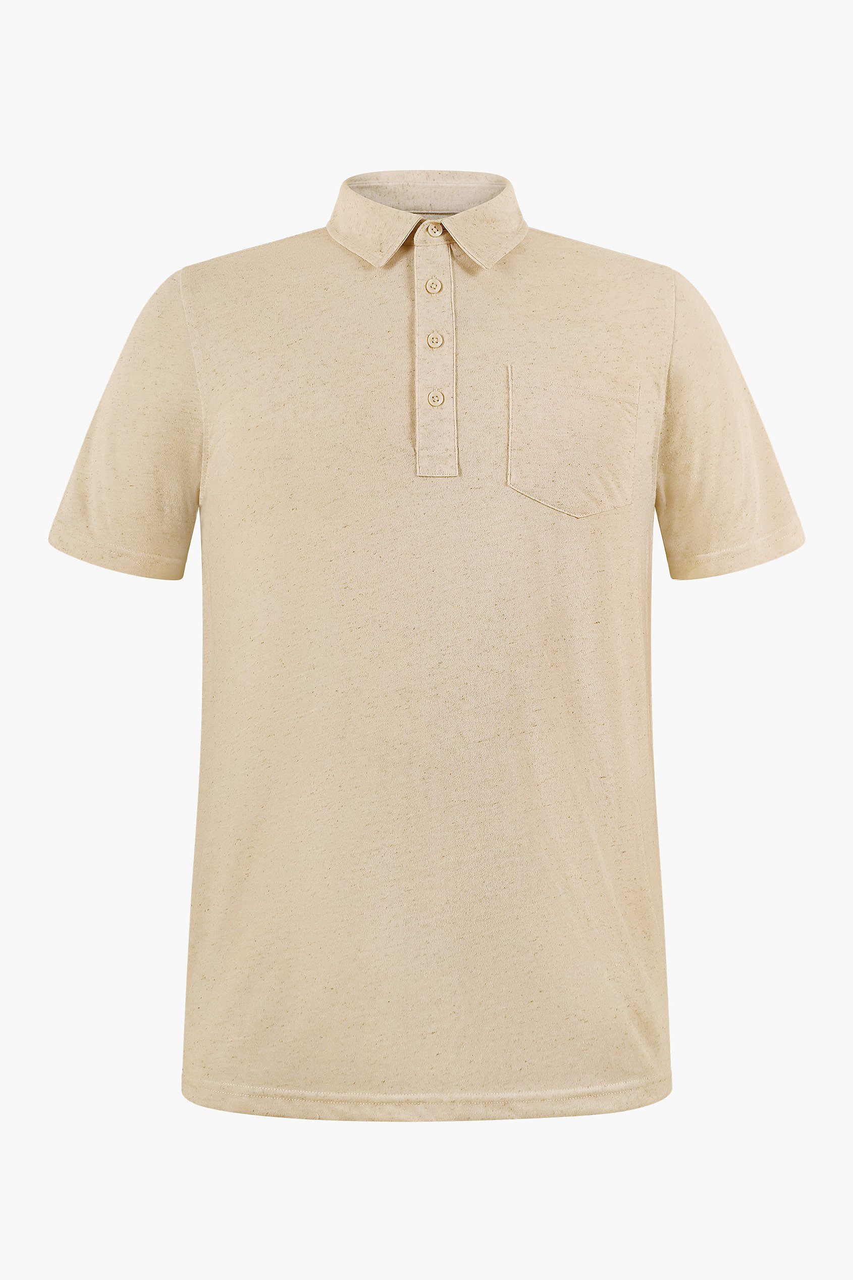 Linen Blended Solid Short Sleeve Polo Shirt's