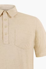 Linen Blended Solid Short Sleeve Polo Shirt's