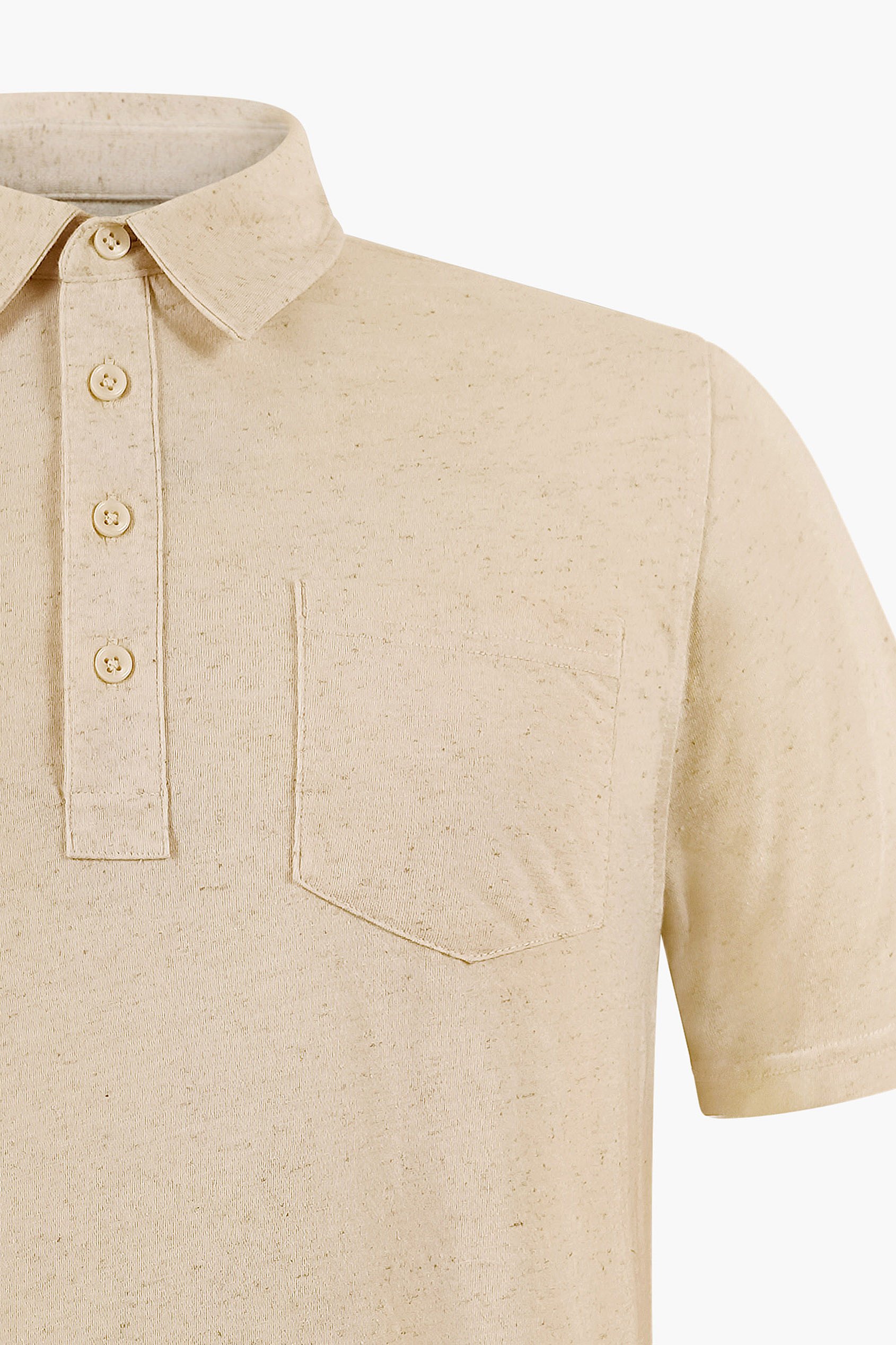 Linen Blended Solid Short Sleeve Polo Shirt's