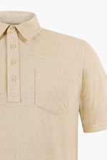 Linen Blended Solid Short Sleeve Polo Shirt's