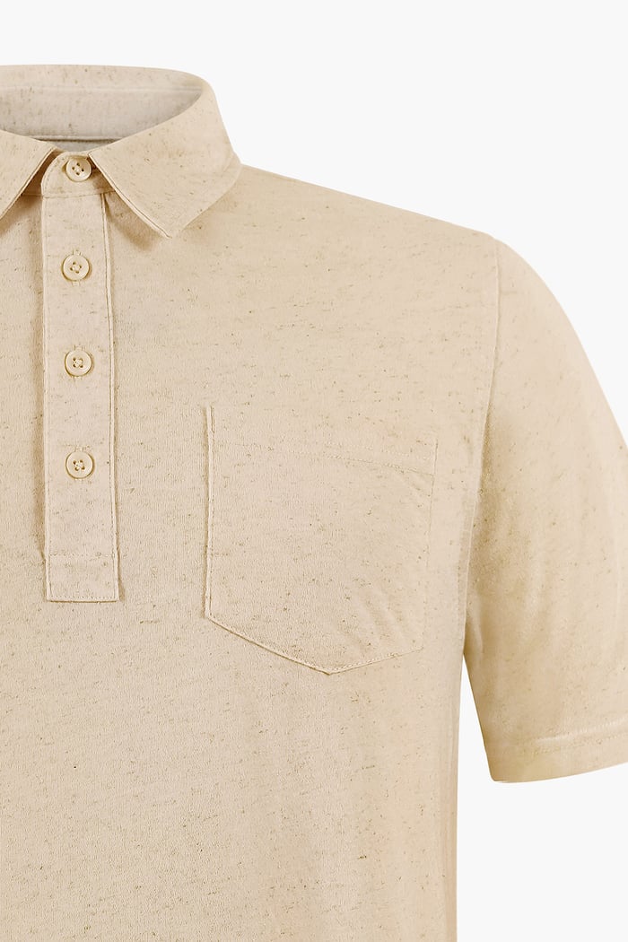 Linen Blended Solid Short Sleeve Polo Shirt's