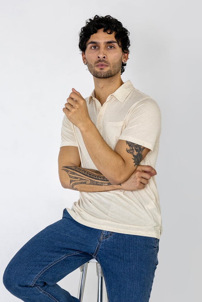 Linen Blended Solid Short Sleeve Polo Shirt's