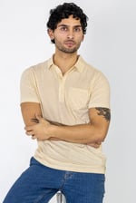 Linen Blended Solid Short Sleeve Polo Shirt's