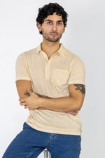 Linen Blended Solid Short Sleeve Polo Shirt's