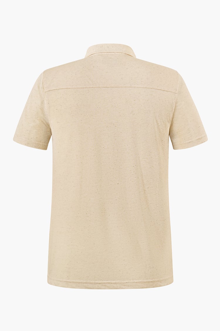 Linen Blended Solid Short Sleeve Polo Shirt's