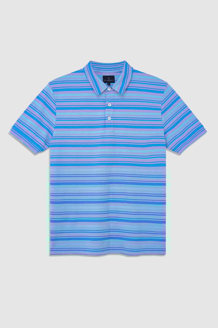 Blue Casual Yarn Dyed Polo Shirt