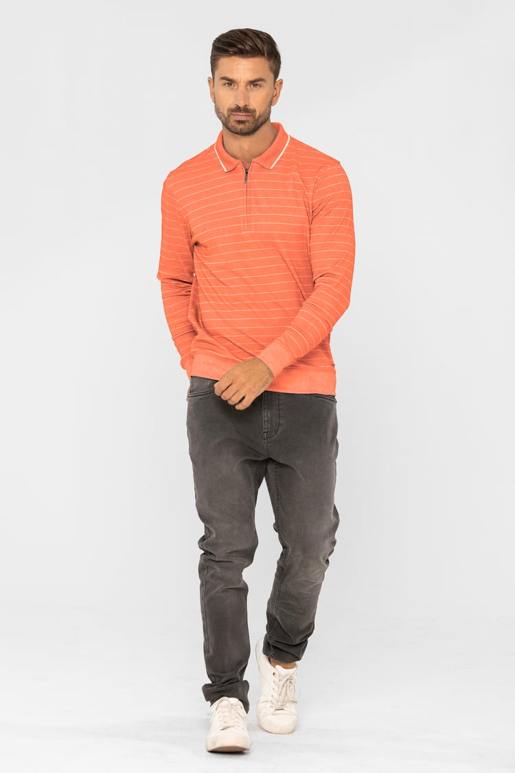 Half Zip Long Sleeve Polo Shirt