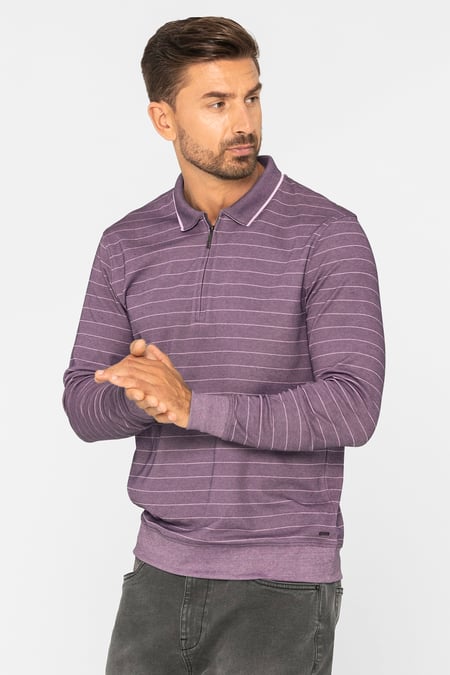Green Half Zip Long Sleeve Polo Shirt