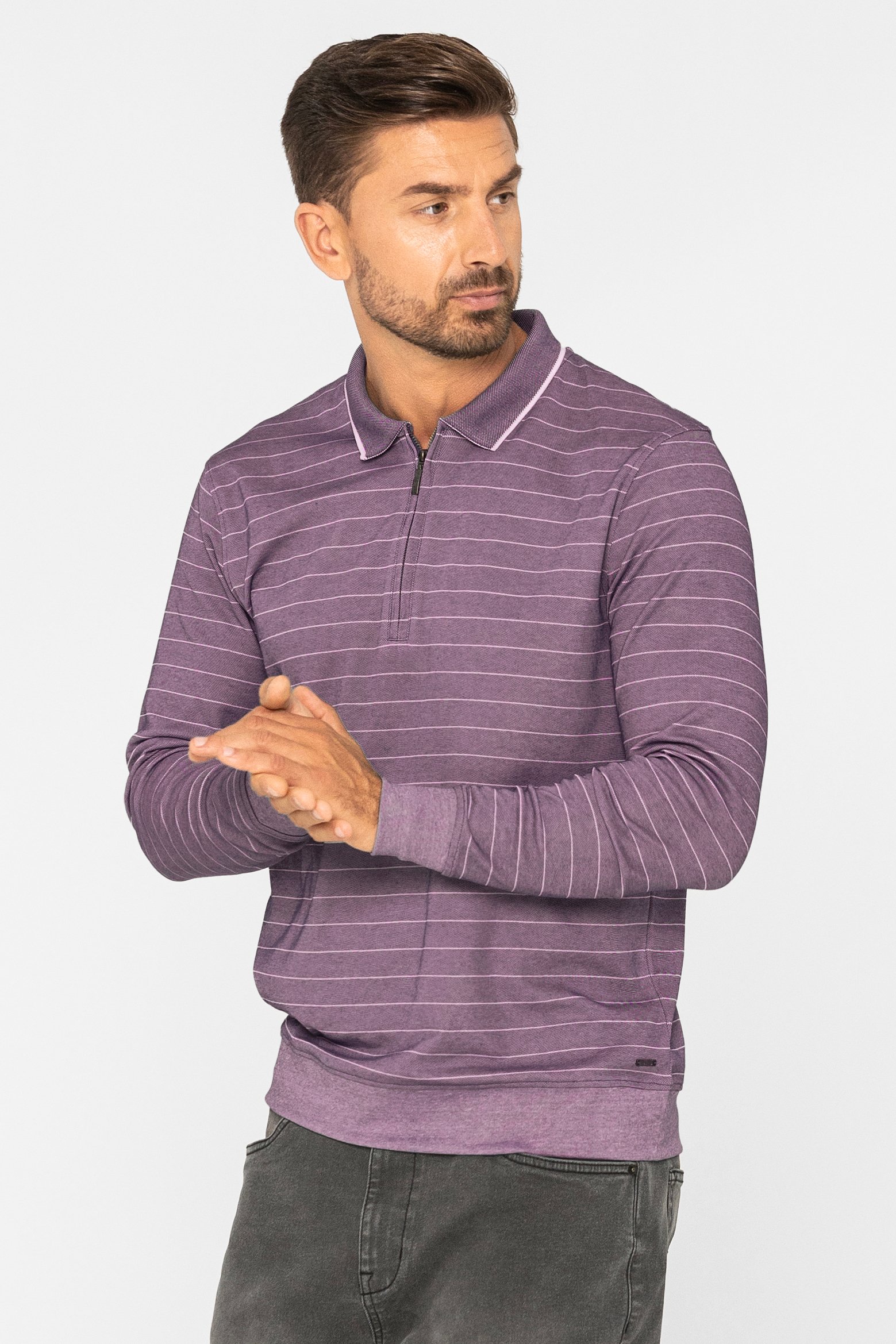 Half Zip Long Sleeve Polo Shirt