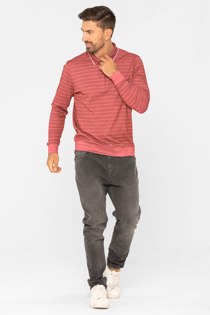Half Zip Long Sleeve Polo Shirt