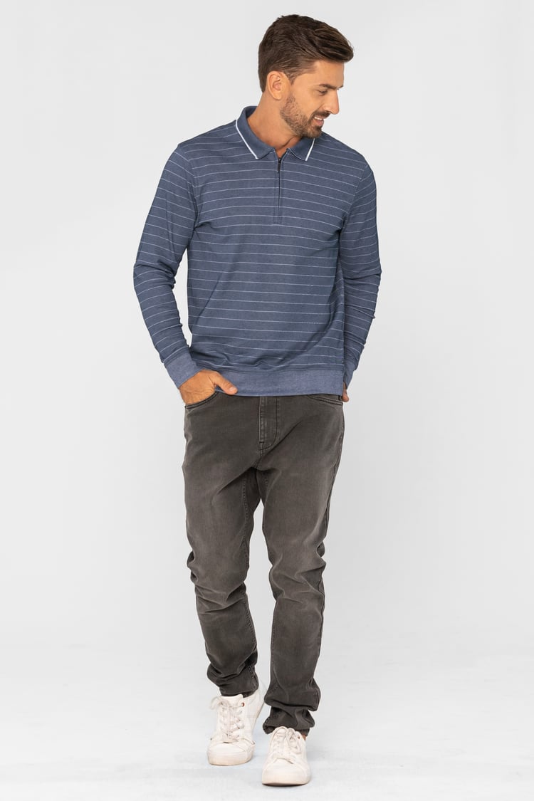 Half Zip Long Sleeve Polo Shirt