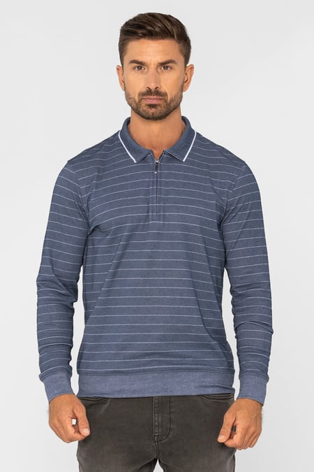 Green Half Zip Long Sleeve Polo Shirt