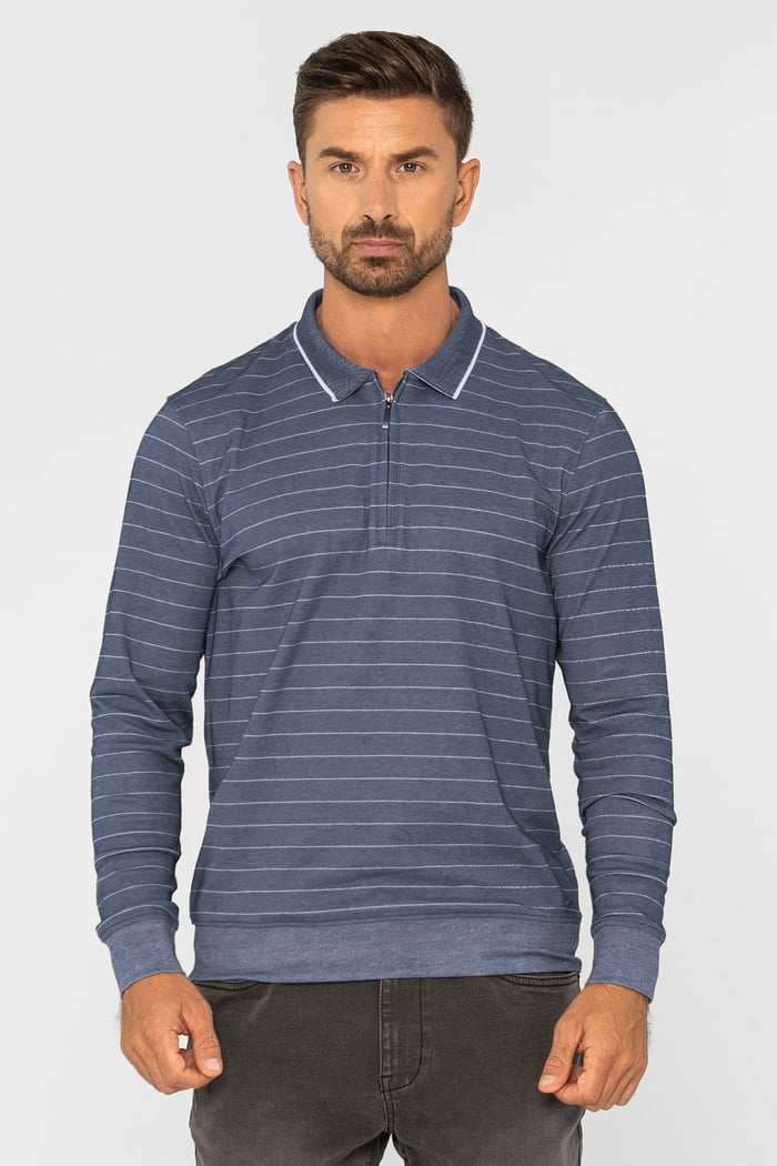 Half Zip Long Sleeve Polo Shirt
