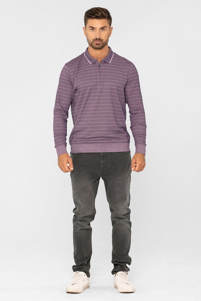 Half Zip Long Sleeve Polo Shirt
