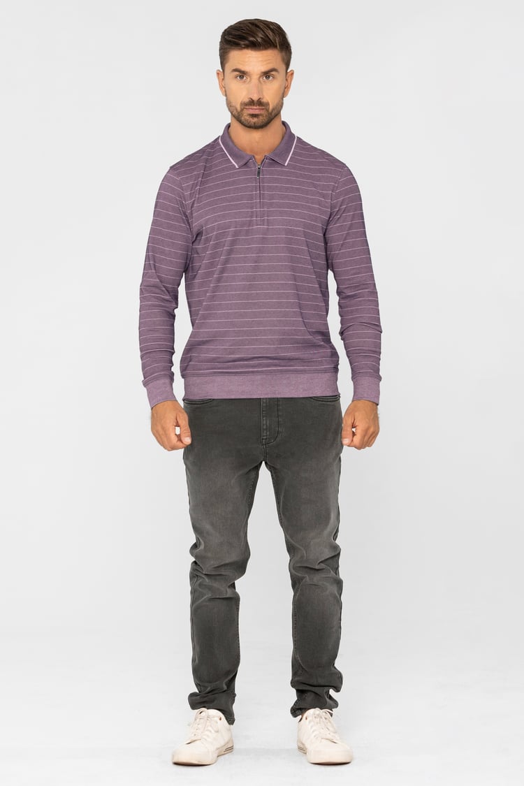 Half Zip Long Sleeve Polo Shirt