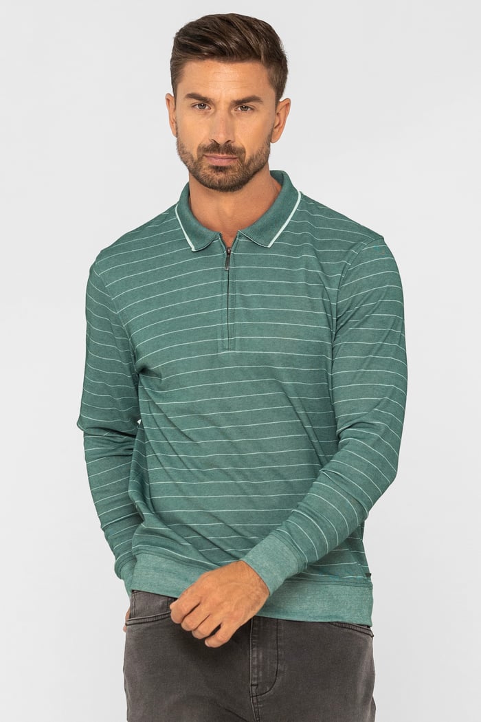 Half Zip Long Sleeve Polo Shirt