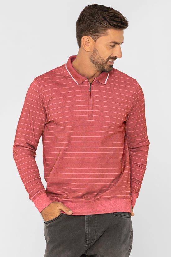 Half Zip Long Sleeve Polo Shirt