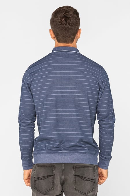 Navy Half Zip Long Sleeve Polo Shirt