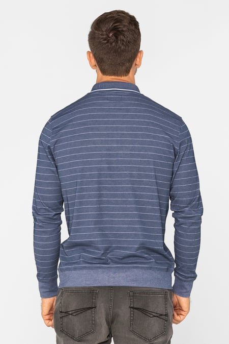 Navy Half Zip Long Sleeve Polo Shirt