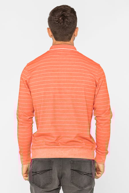 Orange Half Zip Long Sleeve Polo Shirt