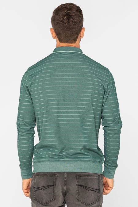 Green Half Zip Long Sleeve Polo Shirt