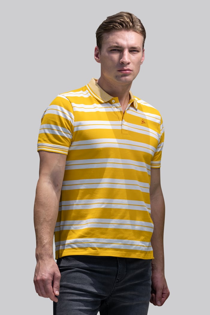 Mens Classical Stripe Pique Polo Shirt