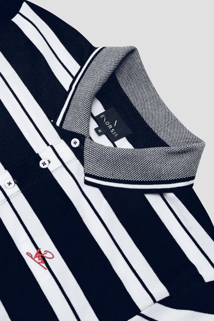 Mens Classical Stripe Pique Polo Shirt
