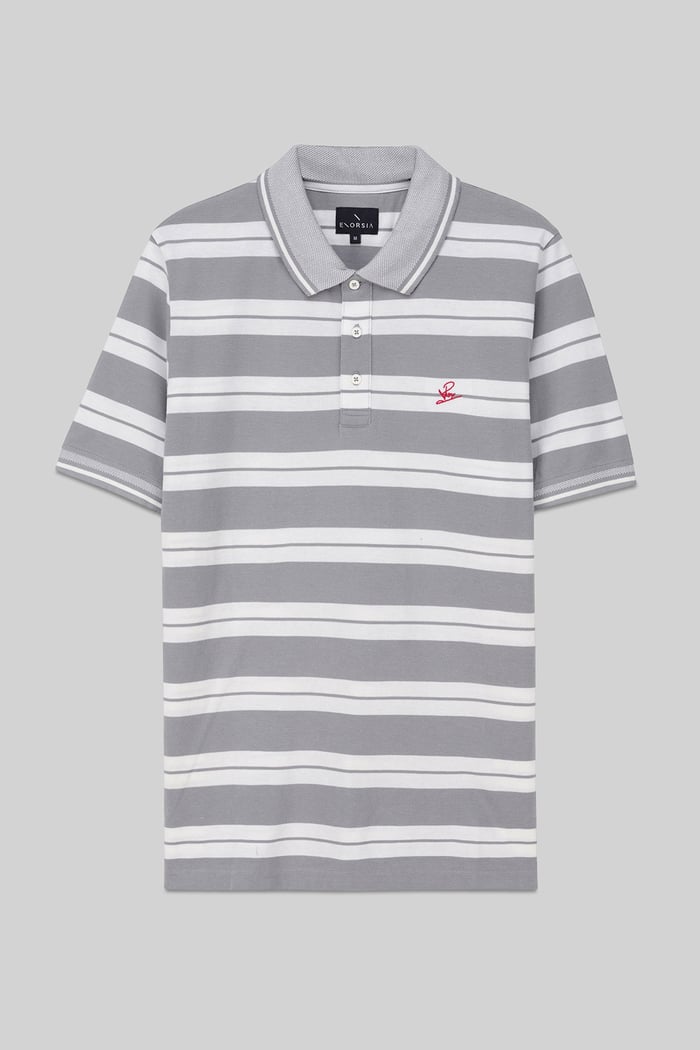 Mens Classical Stripe Pique Polo Shirt