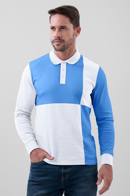 White Colour Block Polo Shirt
