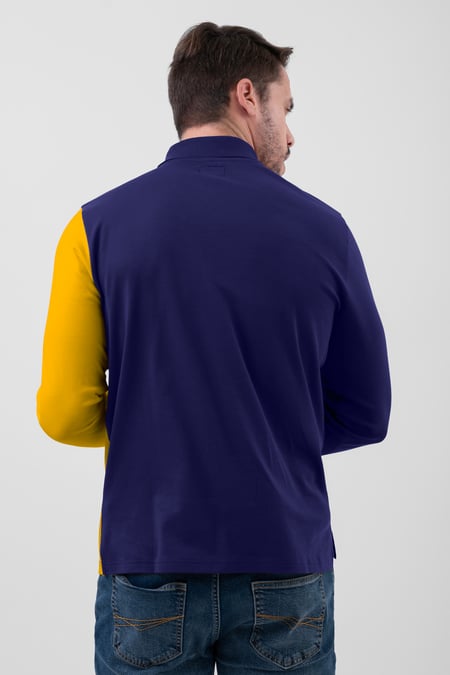 Navy Colour Block Polo Shirt