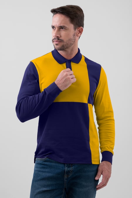 White Colour Block Polo Shirt
