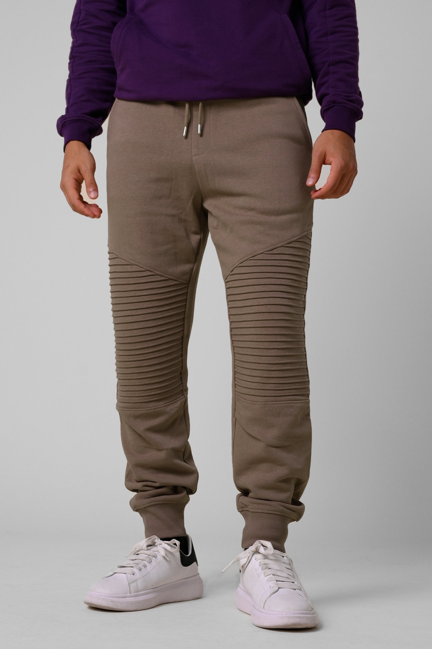 Mens Pleated Plain Drawstring Jogger