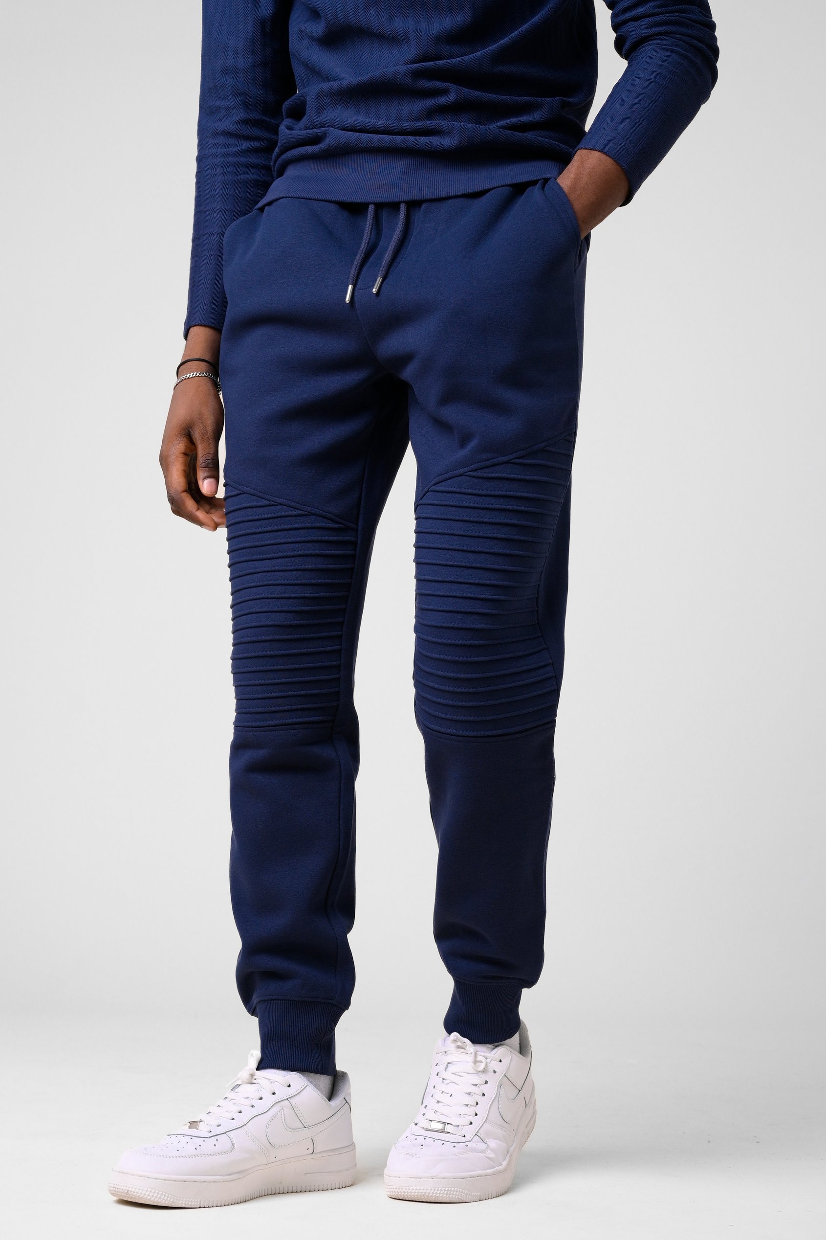 Mens Pleated Plain Drawstring Jogger