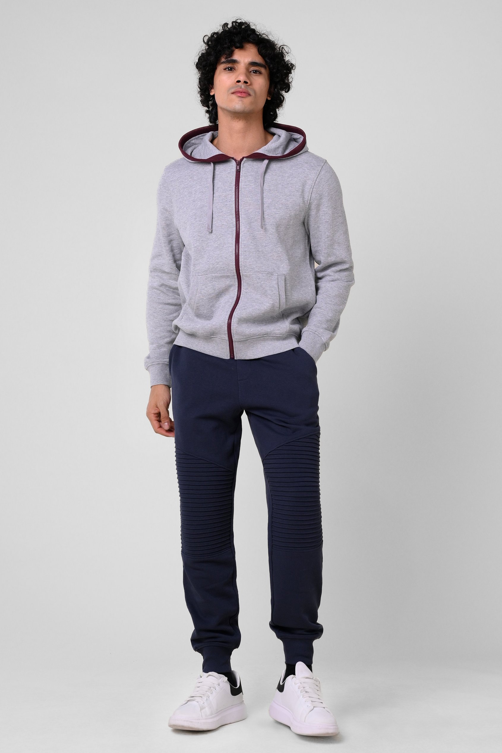 Mens Pleated Plain Drawstring Jogger
