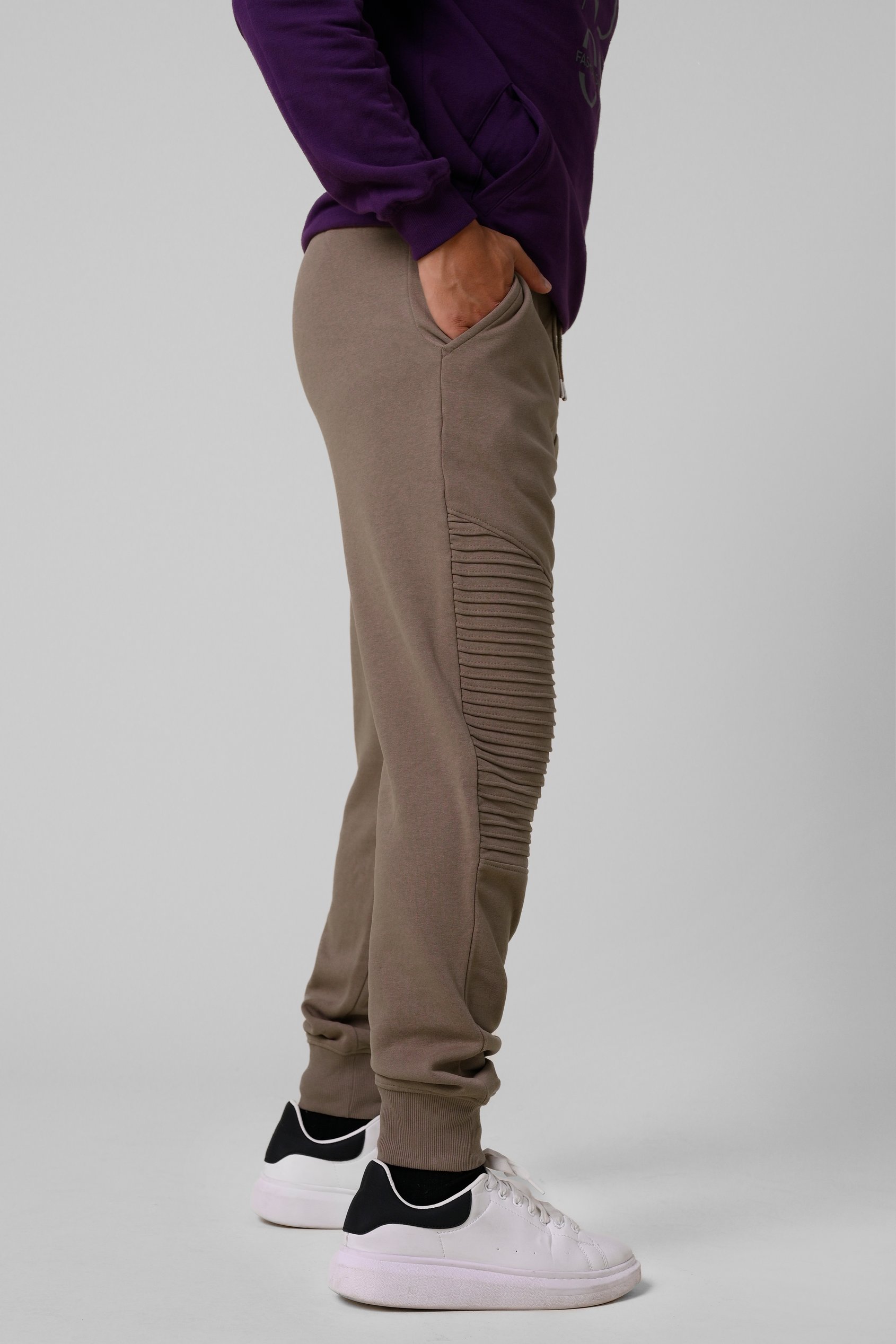 Mens Pleated Plain Drawstring Jogger