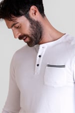 Textured Jersey Long Sleeve Henley T-Shirt