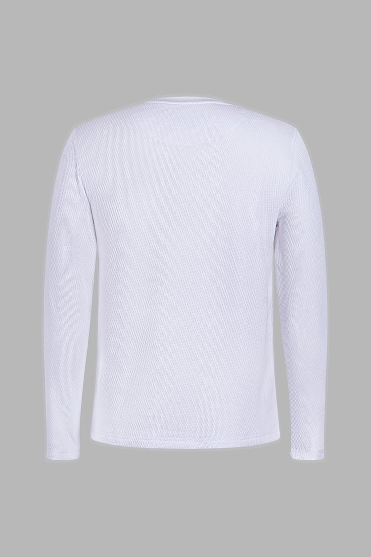 Textured Jersey Long Sleeve Henley T-Shirt