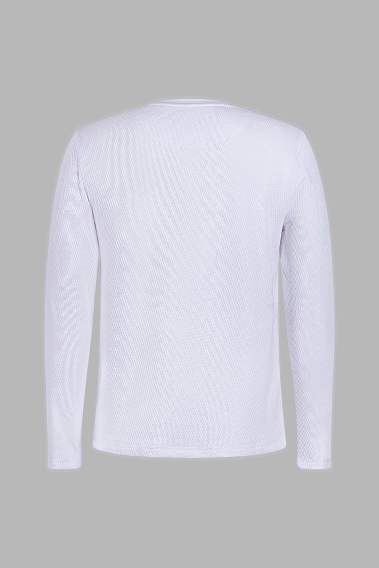 Textured Jersey Long Sleeve Henley T-Shirt