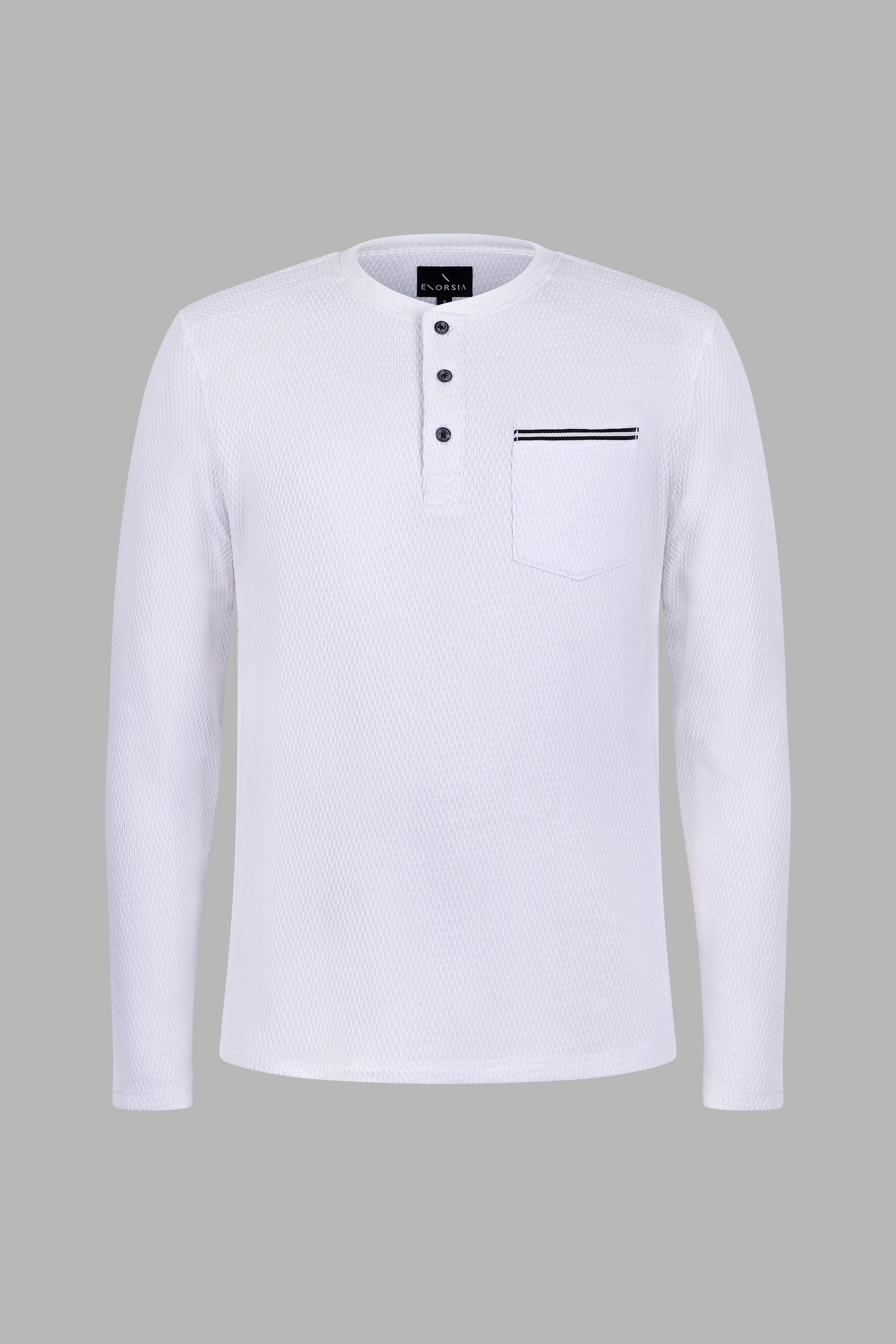 Textured Jersey Long Sleeve Henley T-Shirt