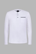 Textured Jersey Long Sleeve Henley T-Shirt