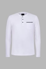 Textured Jersey Long Sleeve Henley T-Shirt