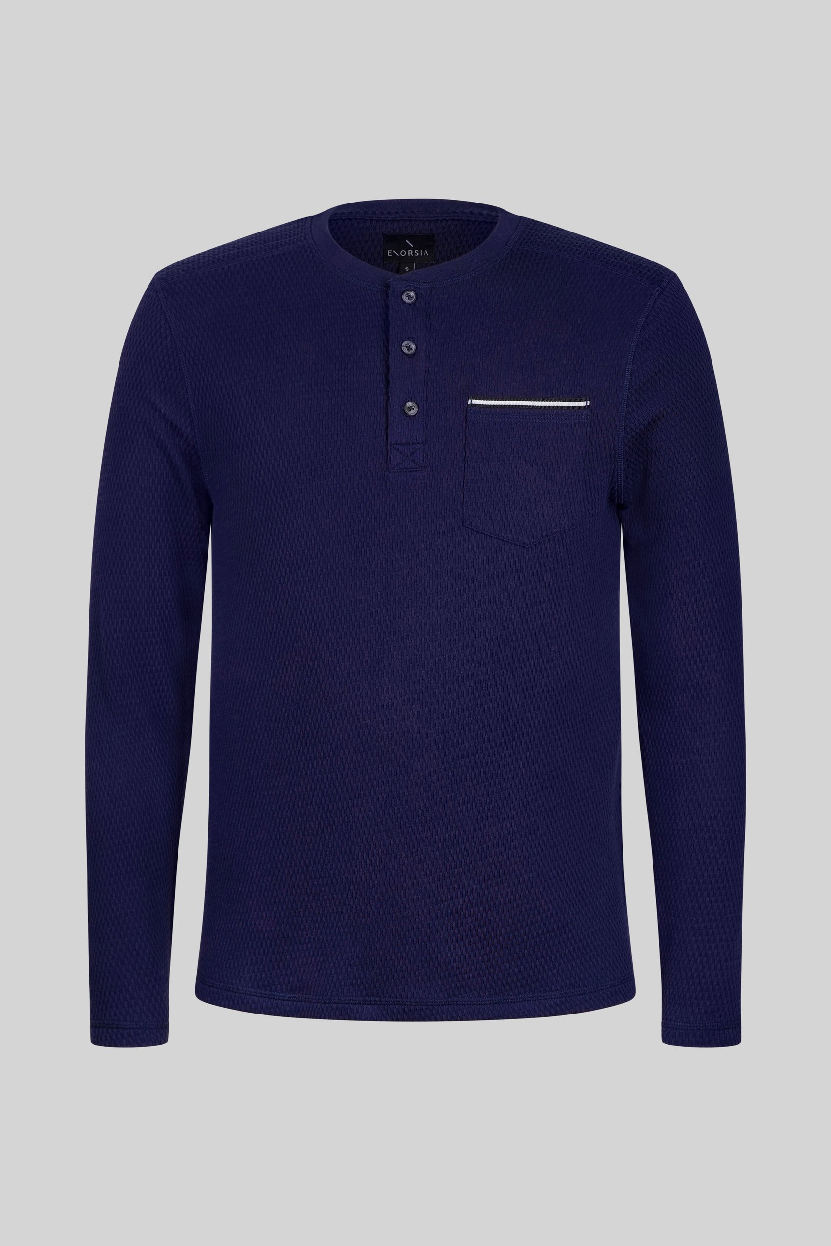 Textured Jersey Long Sleeve Henley T-Shirt