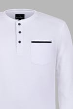 Textured Jersey Long Sleeve Henley T-Shirt