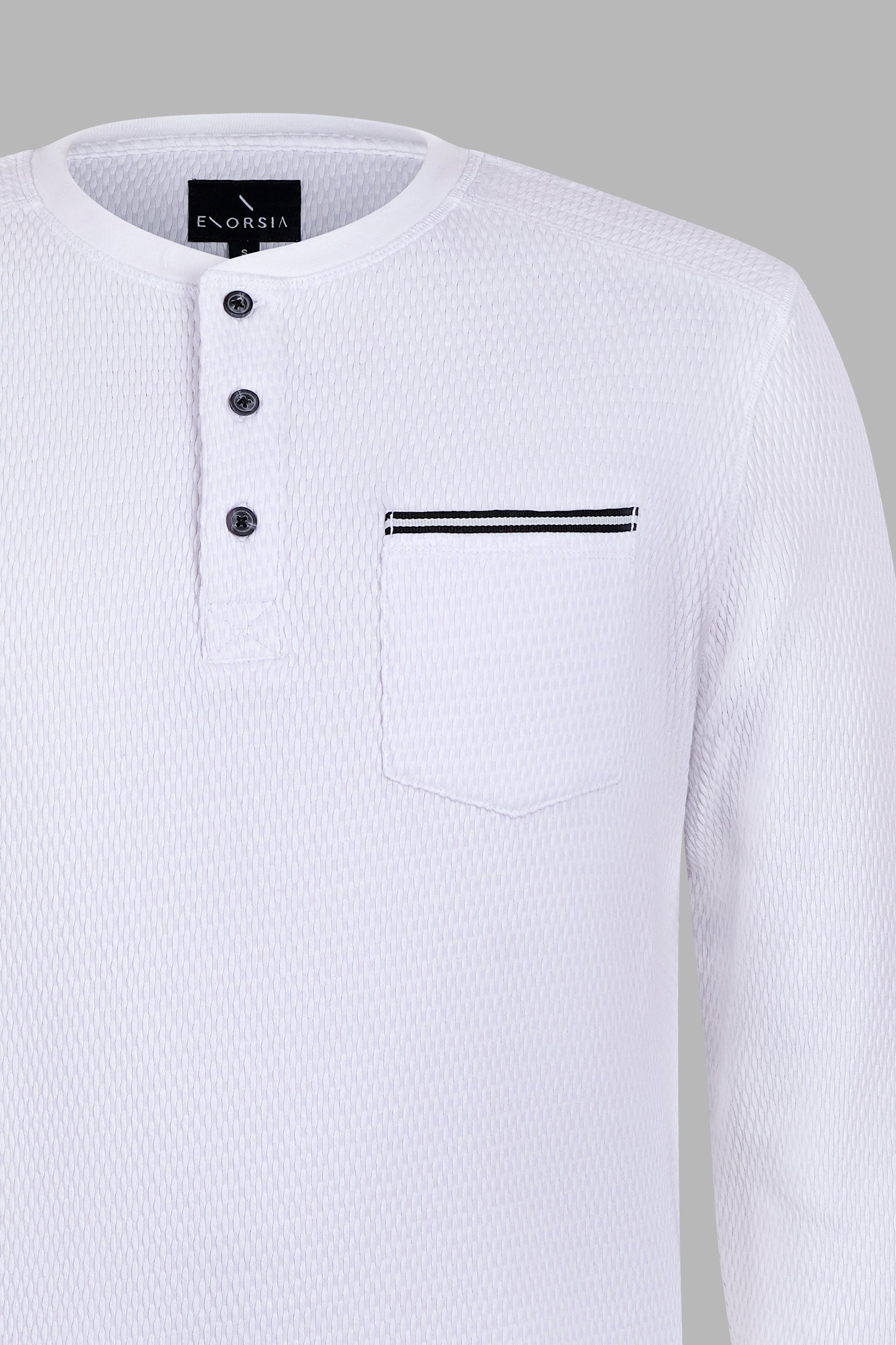 Textured Jersey Long Sleeve Henley T-Shirt