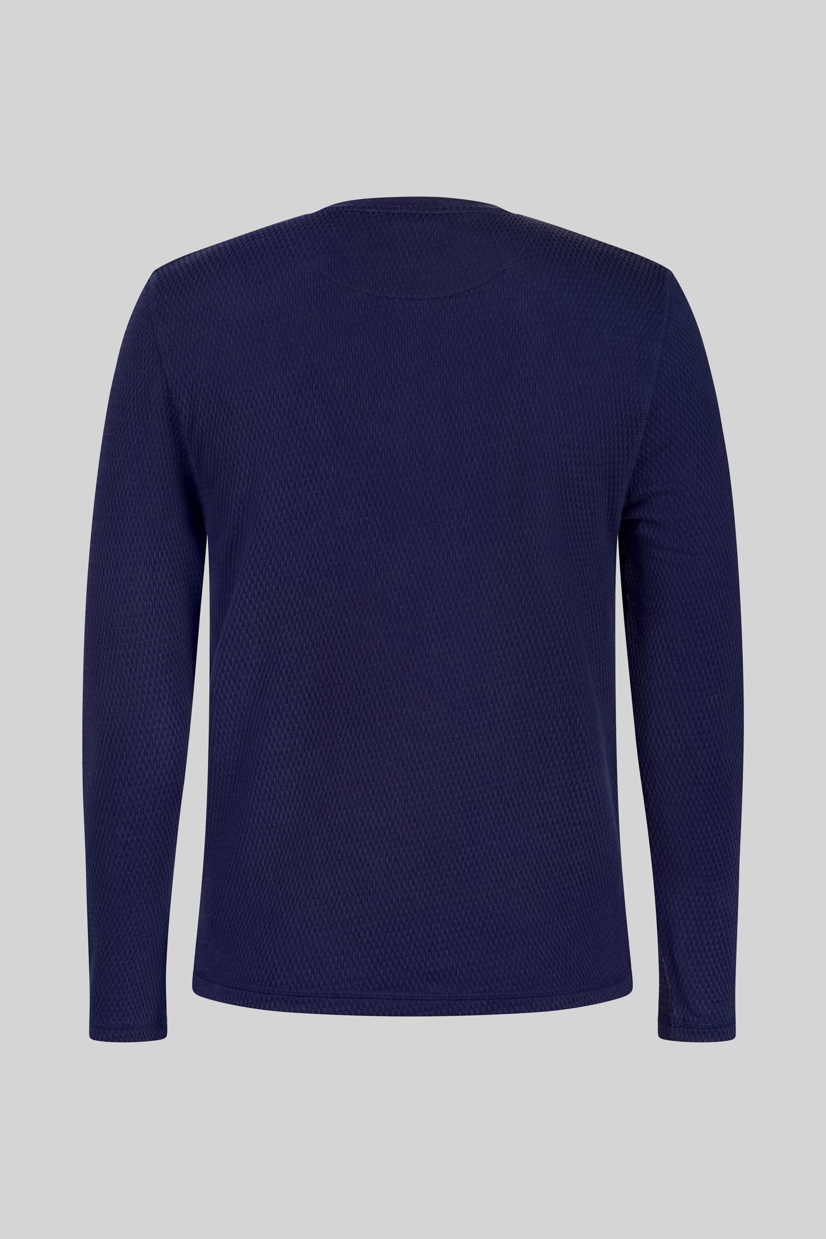 Textured Jersey Long Sleeve Henley T-Shirt