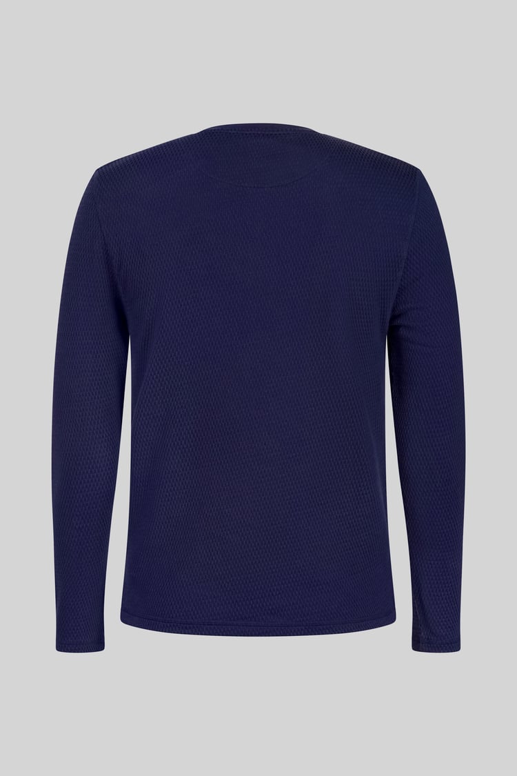 Textured Jersey Long Sleeve Henley T-Shirt